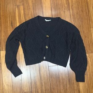 No Boundaries Black Cable Knit Cardigan